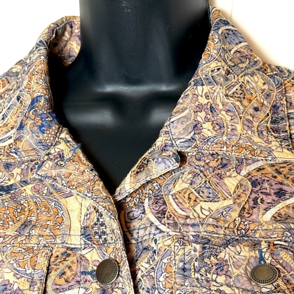 Analogy Lightweight Denim-like Cotton Blend Embroidered Jacket Womens Sz M - Picture 3 of 7